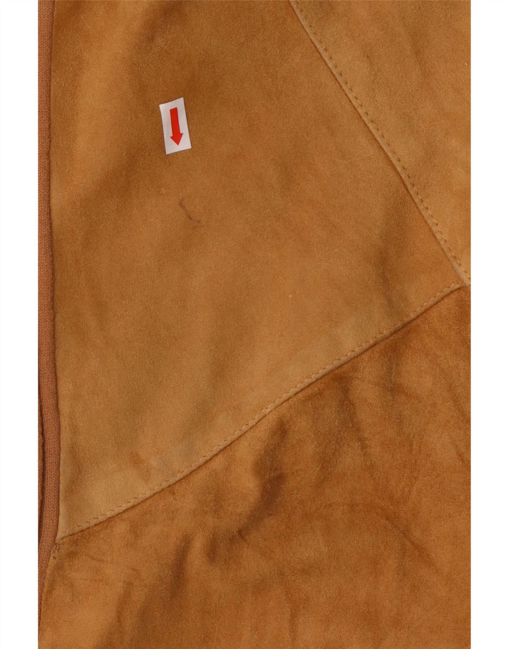 Jaqueta bomber masculina vintage de camurça Reino Unido 42 XL couro marrom