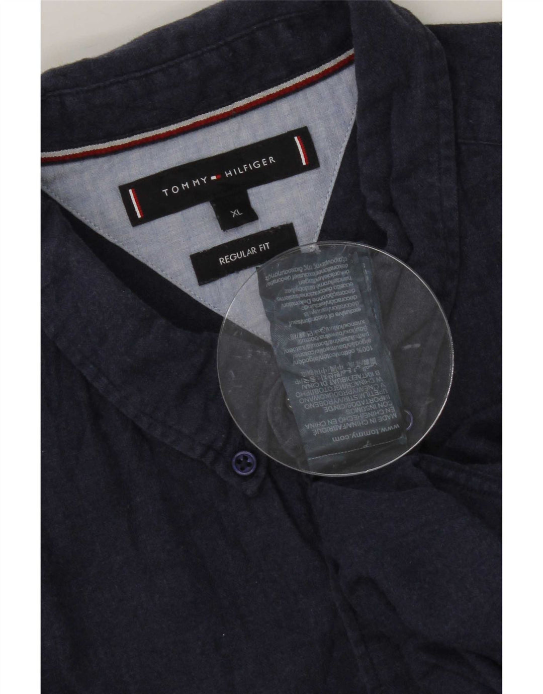 Camisa masculina Tommy Hilfiger Regular Fit XL azul marinho algodão