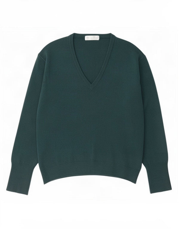 Suéter masculino Marks & Spencer St. Michael com decote em V verde médio