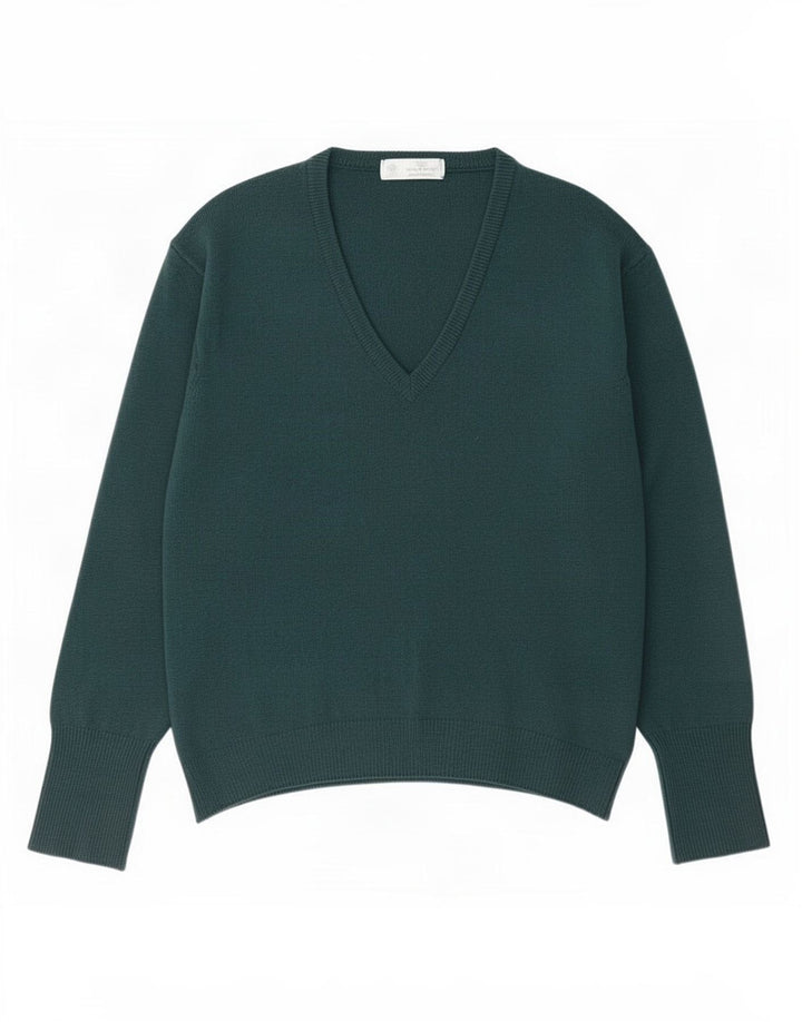 Suéter masculino Marks & Spencer St. Michael com decote em V verde médio