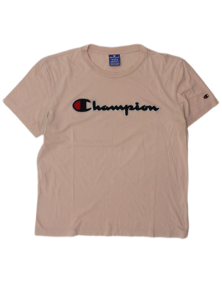 Camiseta masculina gráfica Champion algodão rosa médio