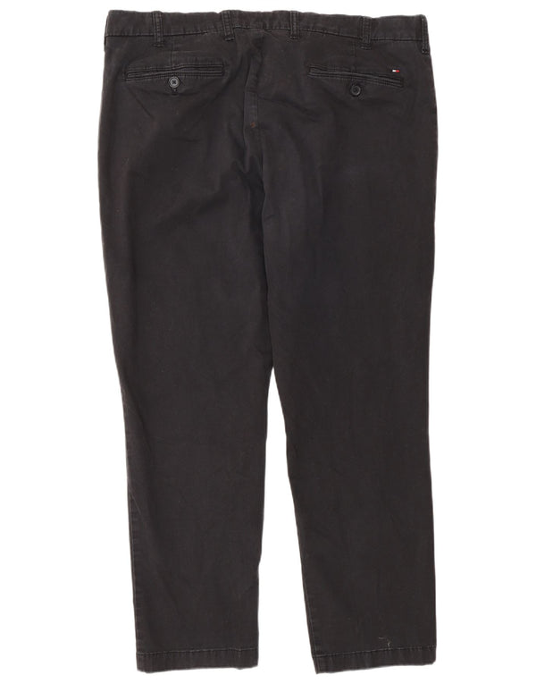 Tommy Hilfiger Mens Stretch Slim Fit Chino Calças W38 L30 Algodão Preto