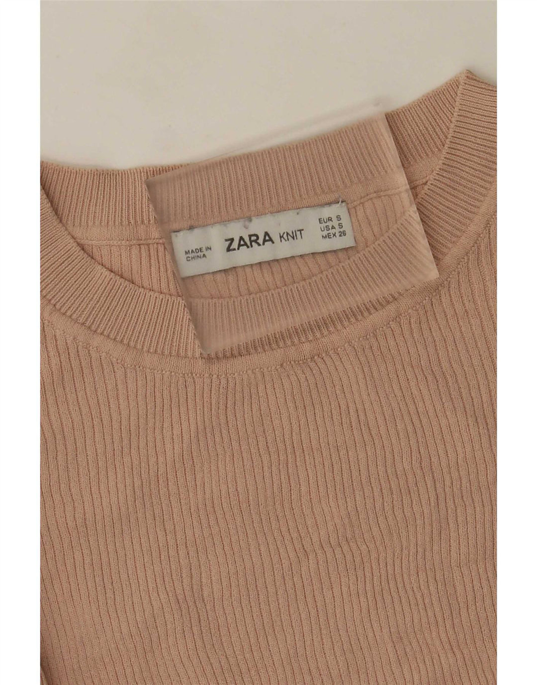 Top feminino Zara manga comprida UK 8 pequeno bege