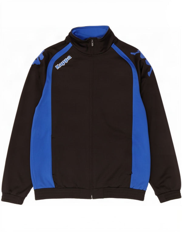 Kappa Mens Graphic Tracksuit Top Jacket Grande Preto Colorblock Poliéster
