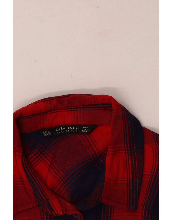 Camisa de flanela feminina Zara Reino Unido 12 xadrez vermelho médio