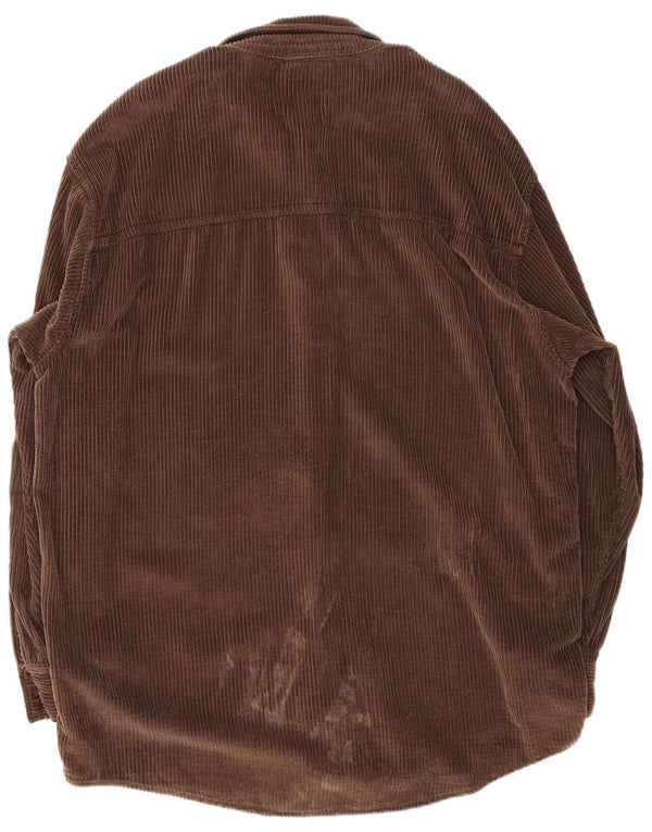 American Vintage Mens Corduroy Loose Fit Camisa Pequena Algodão Marrom