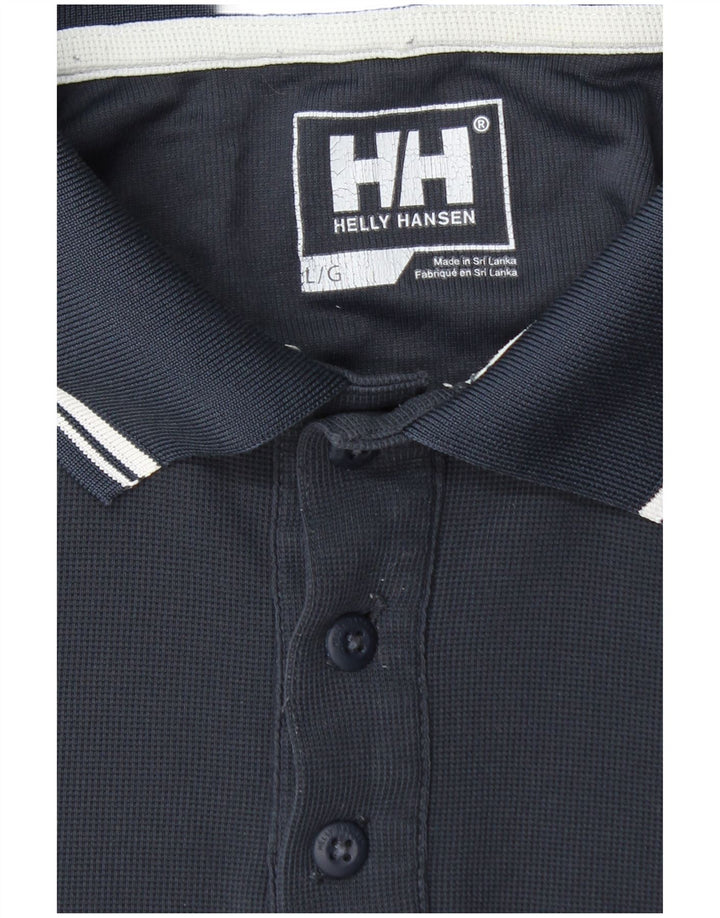 Camisa pólo masculina HELLY HANSEN grande listrada azul marinho
