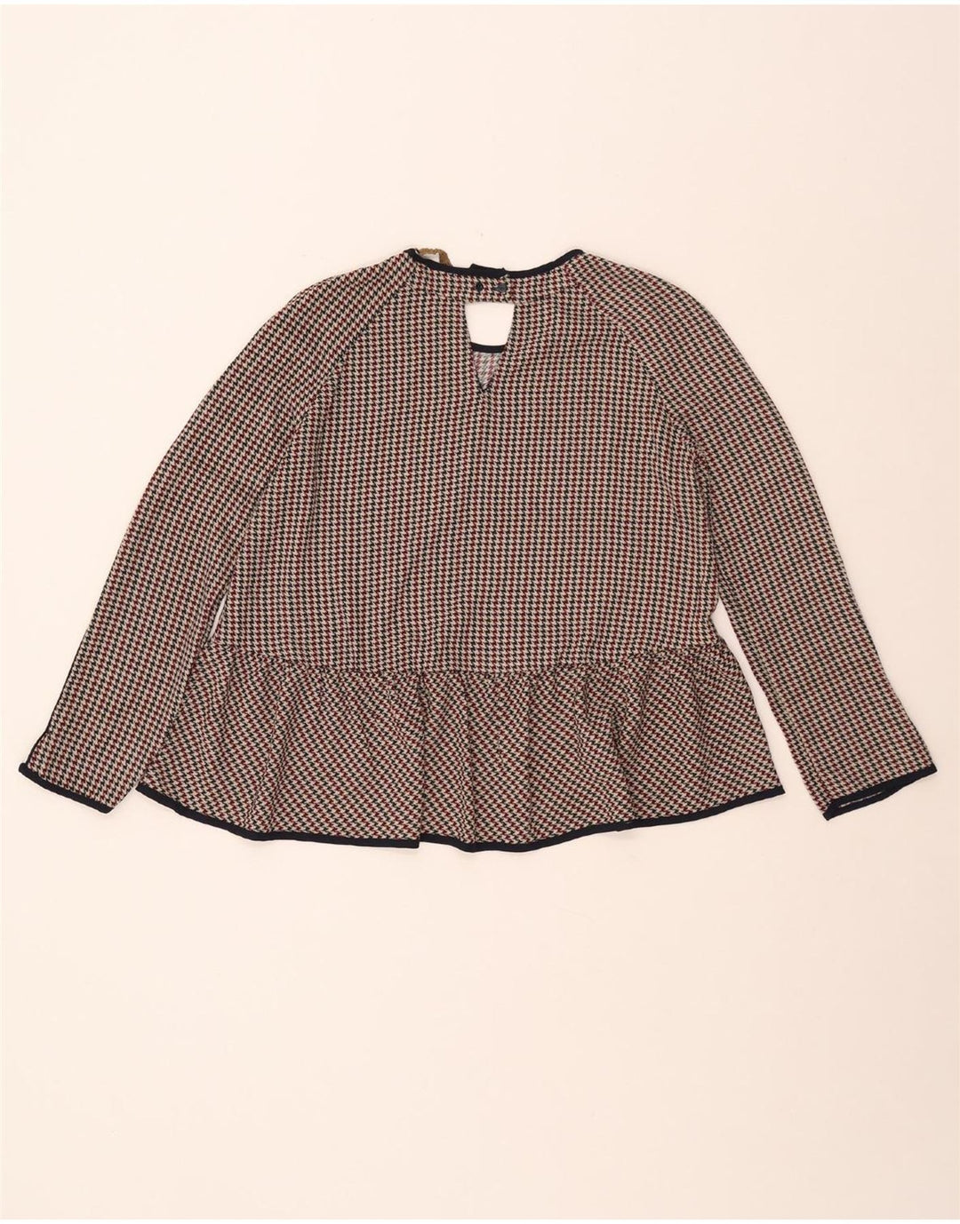Blusa feminina manga 3/4 ZARA UK 10 pequena houndstooth multicolorida