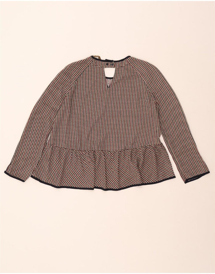 Blusa feminina manga 3/4 ZARA UK 10 pequena houndstooth multicolorida