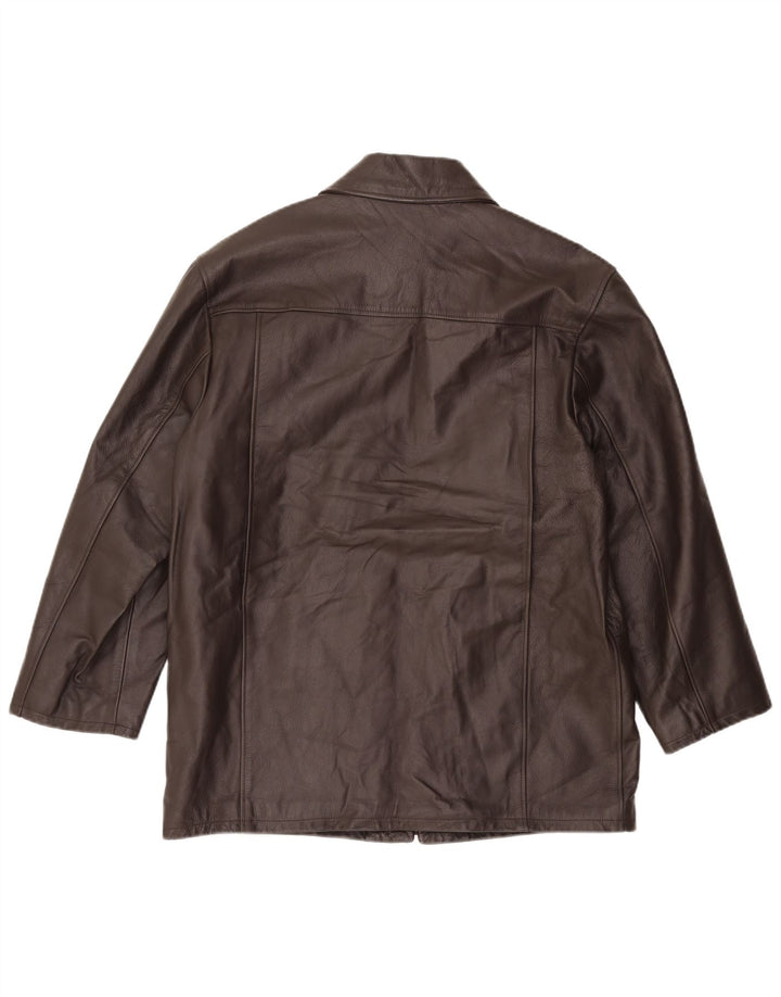 Casaco de couro VINTAGE para meninos 15-16 anos XL couro marrom