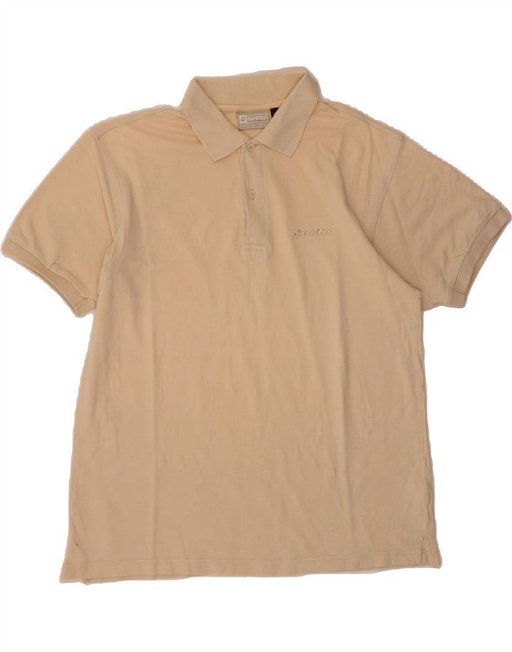 LOTTO Mens Polo Shirt Large Beige Cotton Vintage Lotto and Second-Hand Lotto from Messina Hembry 