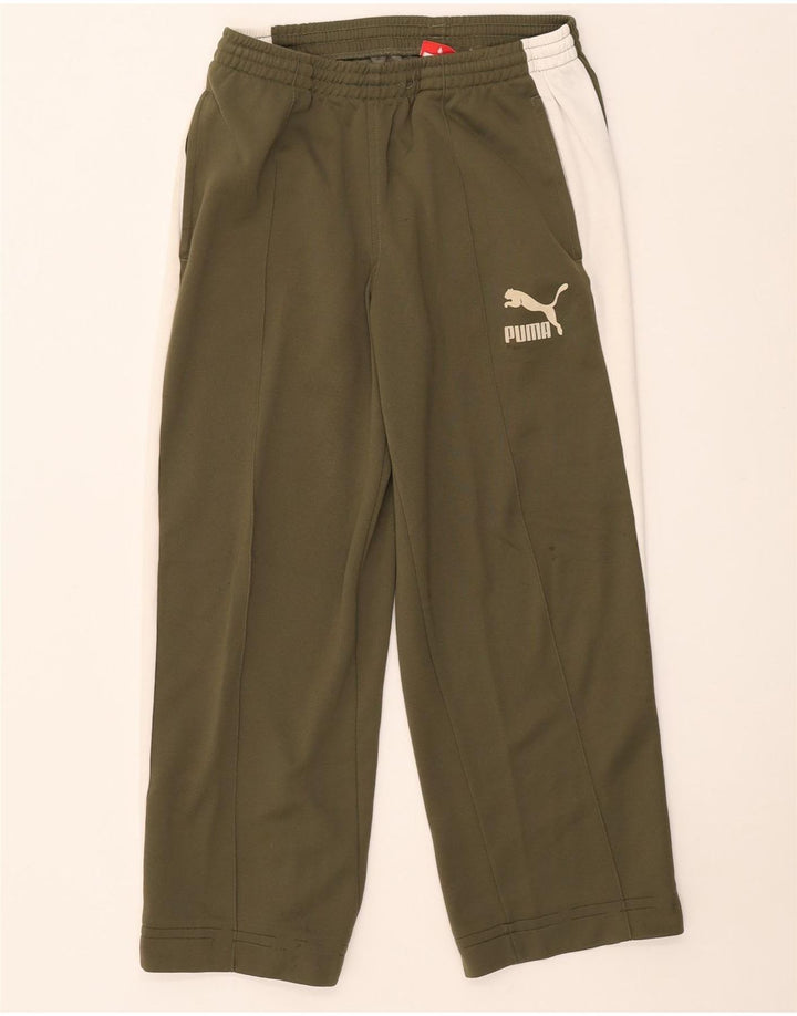 Calça de treino masculina Puma grande cáqui colorblock poliéster
