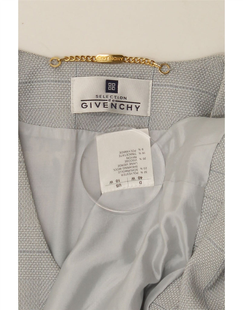 GIVENCHY Womens Longline 4 Button Blazer Jacket US 10 Large Grey Check Vintage Givenchy and Second-Hand Givenchy from Messina Hembry 