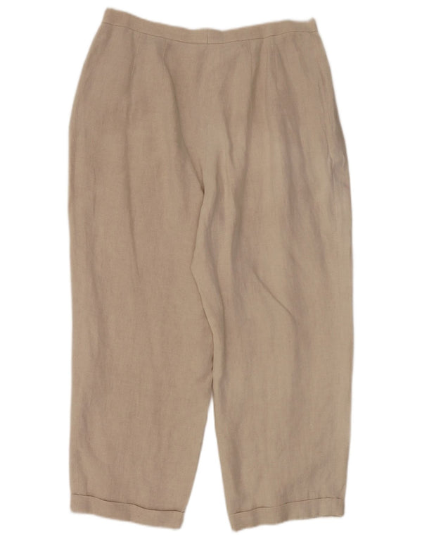 Calças cortadas femininas Marks & Spencer Reino Unido 18 XL W32 L25 linho bege