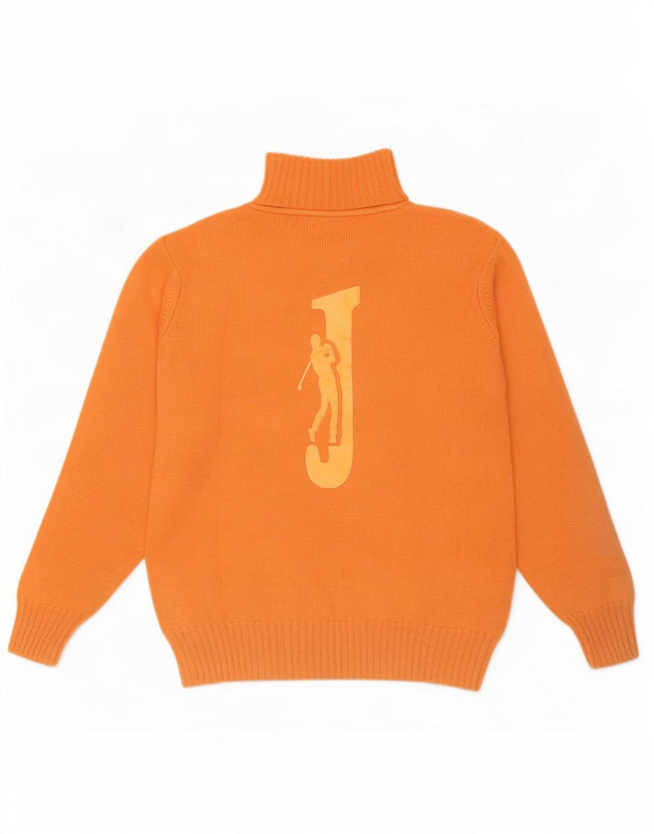 Suéter masculino Jeckerson com zíper e gola alta de lã laranja médio