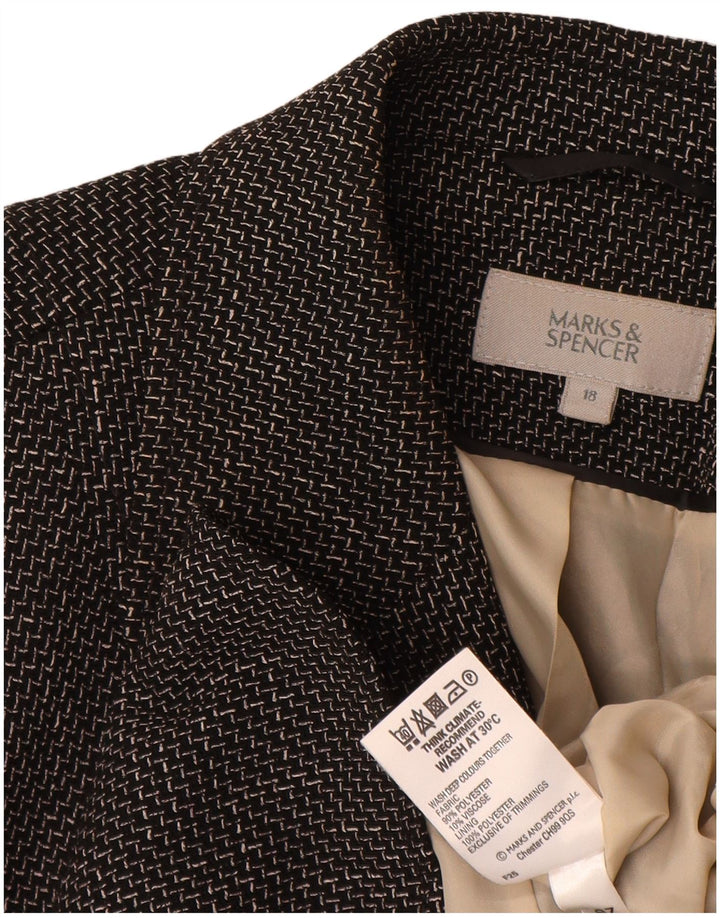 Jaqueta blazer feminina Marks & Spencer com 5 botões UK 18 XL preta Chevron