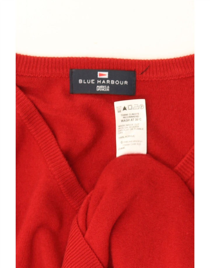 Suéter masculino MARKS & SPENCER Blue Harbor com decote em V pequeno acrílico vermelho