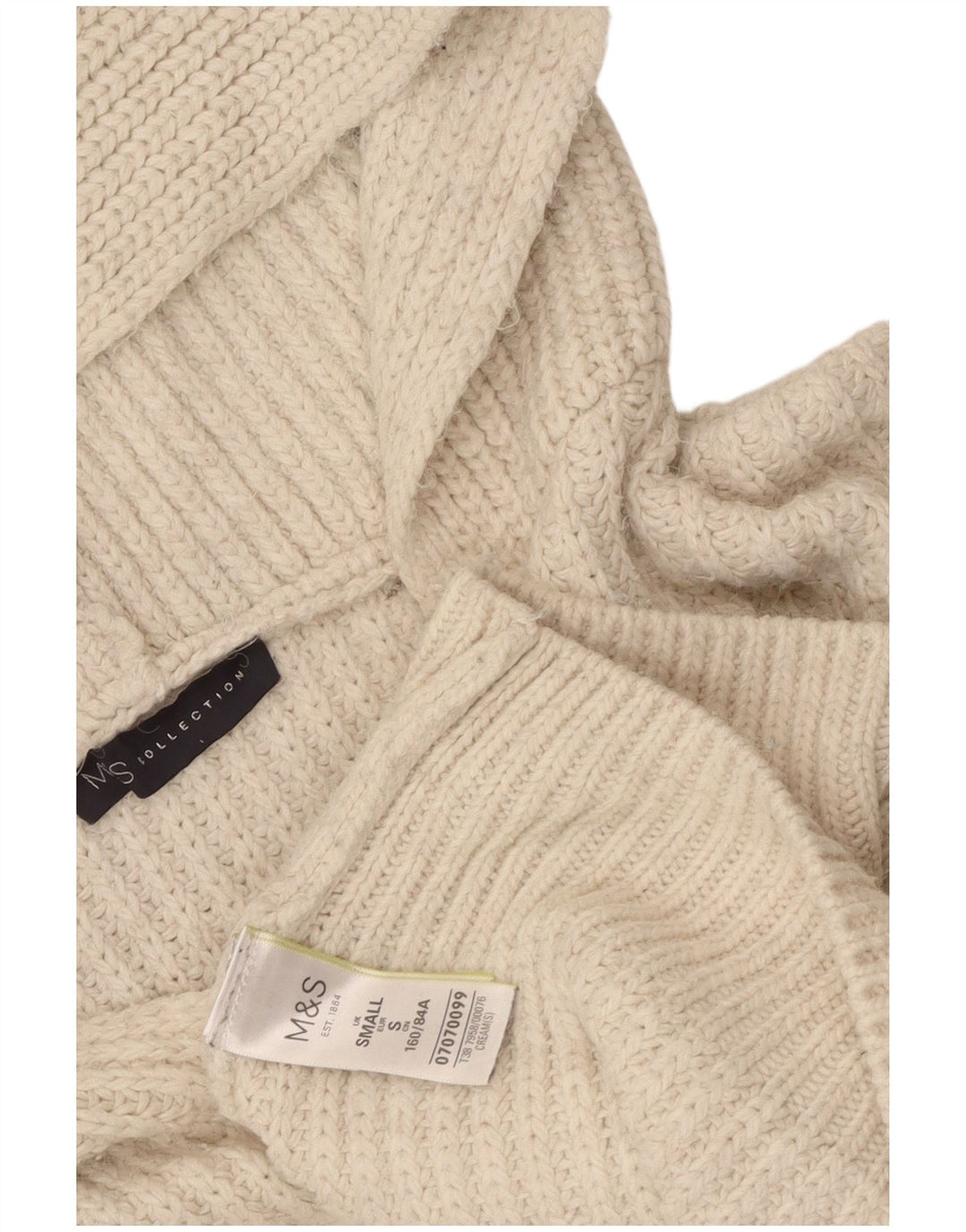 Suéter feminino Marks & Spencer com capuz grande e grande Reino Unido 10 pequeno branco