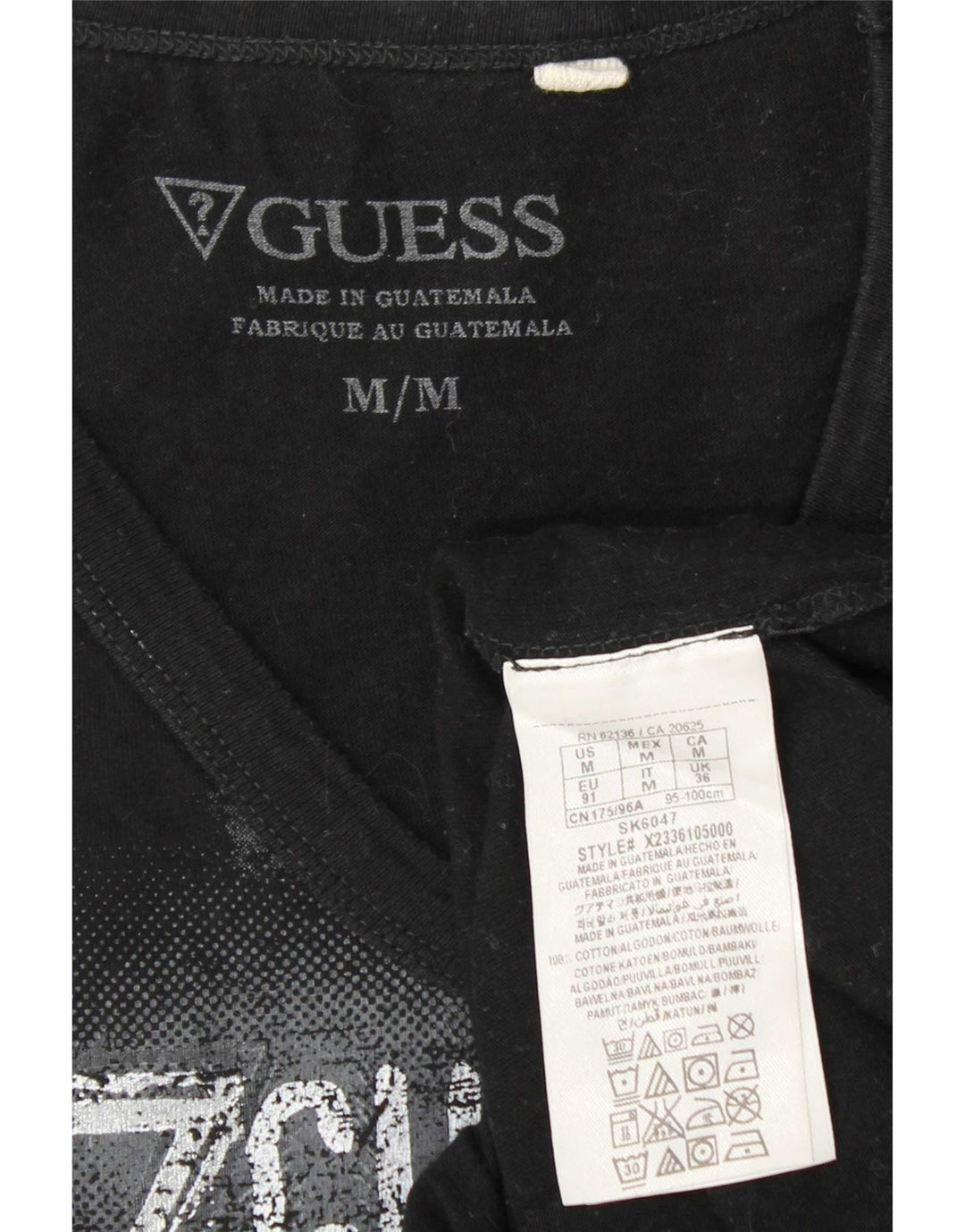 Guess Camiseta masculina gráfica Top médio algodão preto