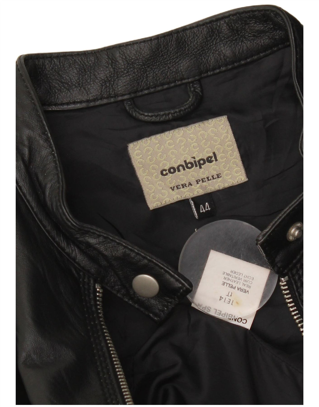 Jaqueta feminina de couro cropped Conbipel IT 44 couro preto médio