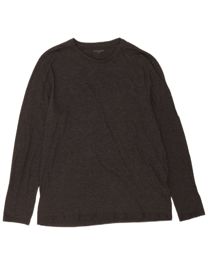 All Saints Top masculino de manga comprida grande algodão cinza