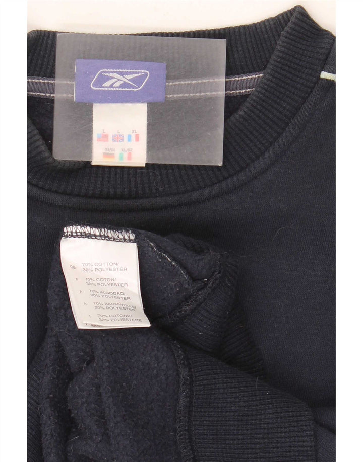 Reebok moletom masculino jumper grande algodão azul marinho