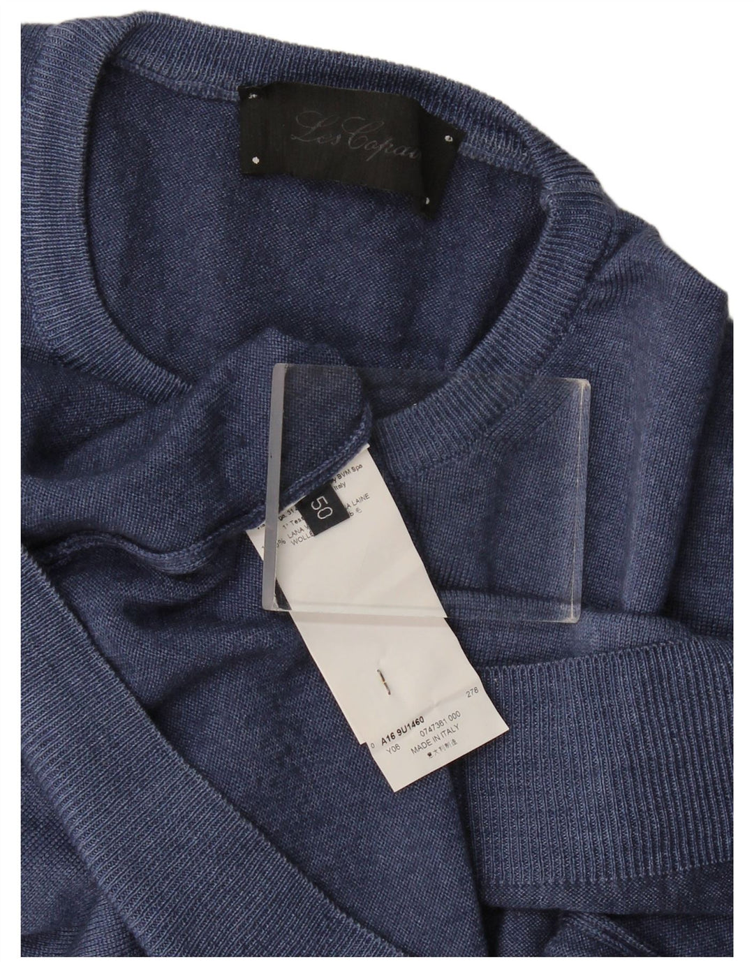 Suéter masculino Les Copains com gola redonda IT 50 lã azul marinho médio