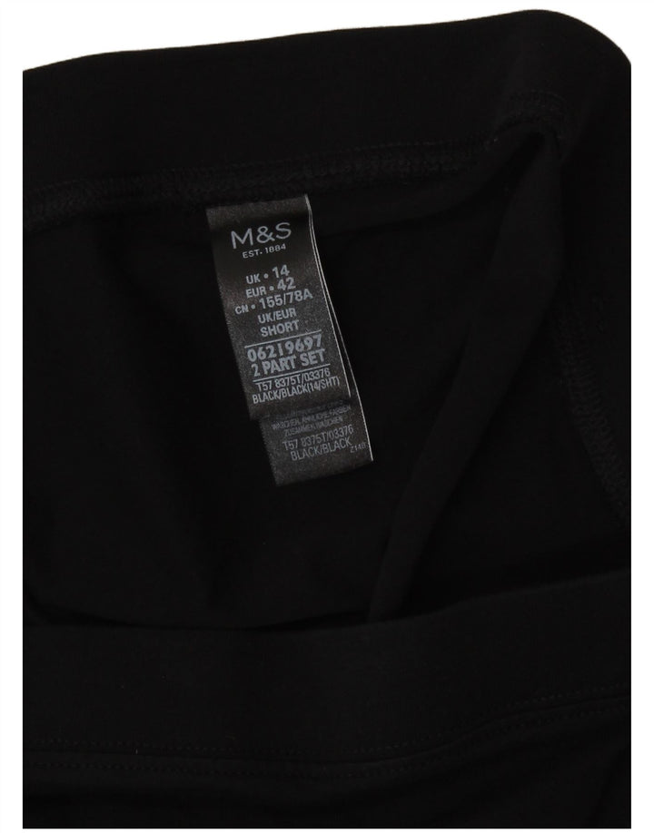 Leggings curtas femininas Marks & Spencer Reino Unido 14 grande algodão preto