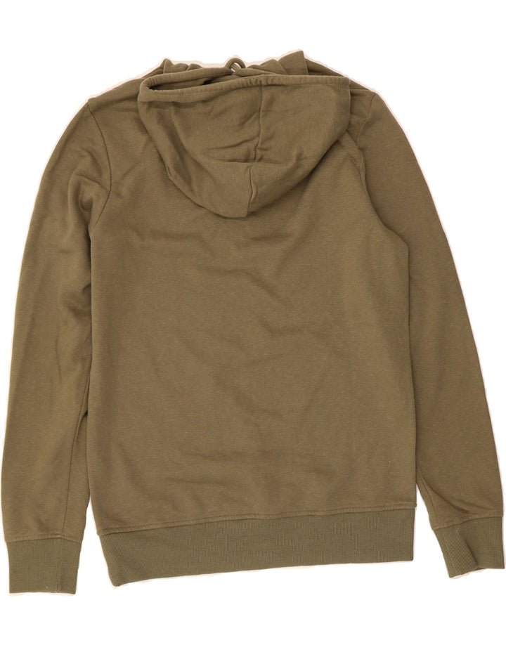 JACK & JONES Mens Graphic Hoodie Jumper Small Khaki Cotton Vintage Jack & Jones and Second-Hand Jack & Jones from Messina Hembry 