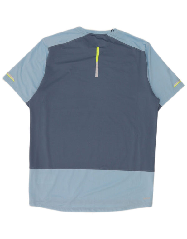 Camiseta masculina New Balance Top médio azul colorblock poliéster