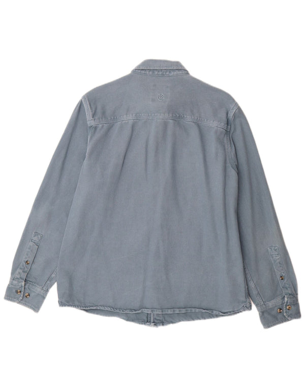 Camisa jeans masculina Fat Face grande algodão azul