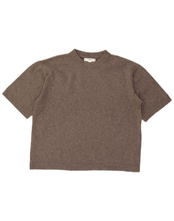 Suéter feminino Marks & Spencer com gola redonda Reino Unido 14 cinza médio