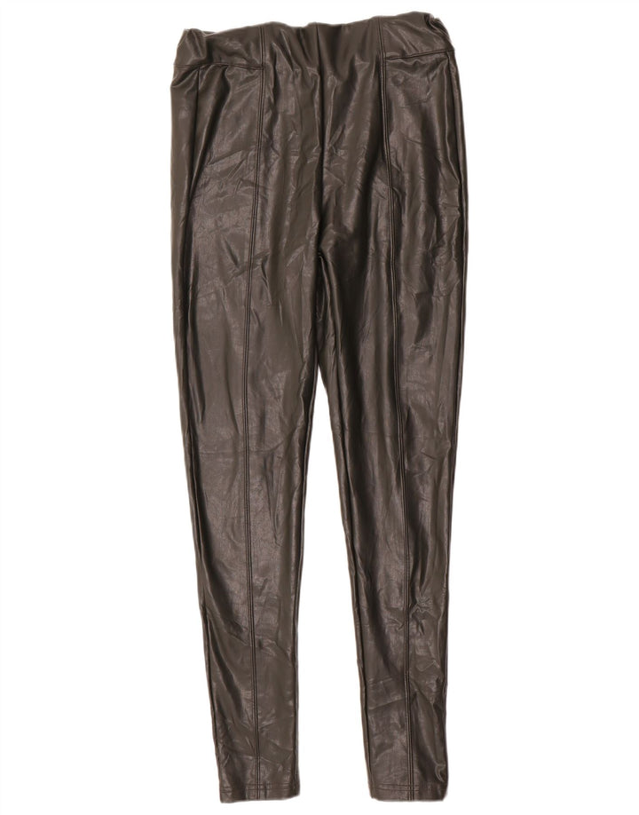 Leggings femininas de couro sintético Marks & Spencer Reino Unido 12 verde médio