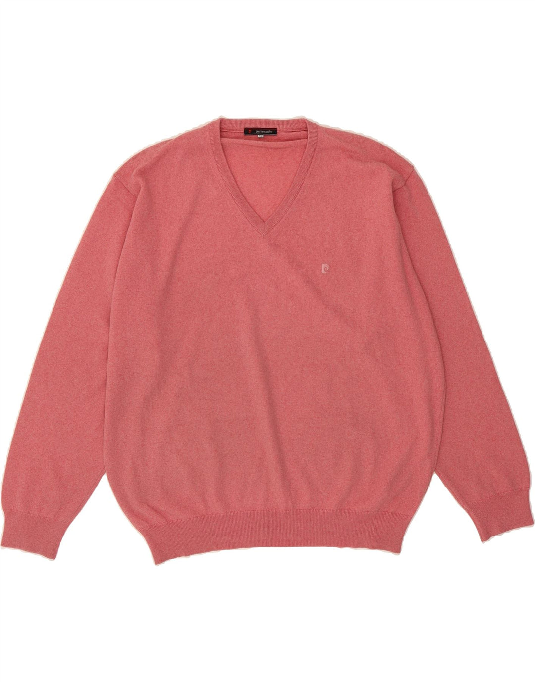 PIERRE CARDIN Mens V-Neck Jumper Sweater XL Pink Acrylic Vintage Pierre Cardin and Second-Hand Pierre Cardin from Messina Hembry 
