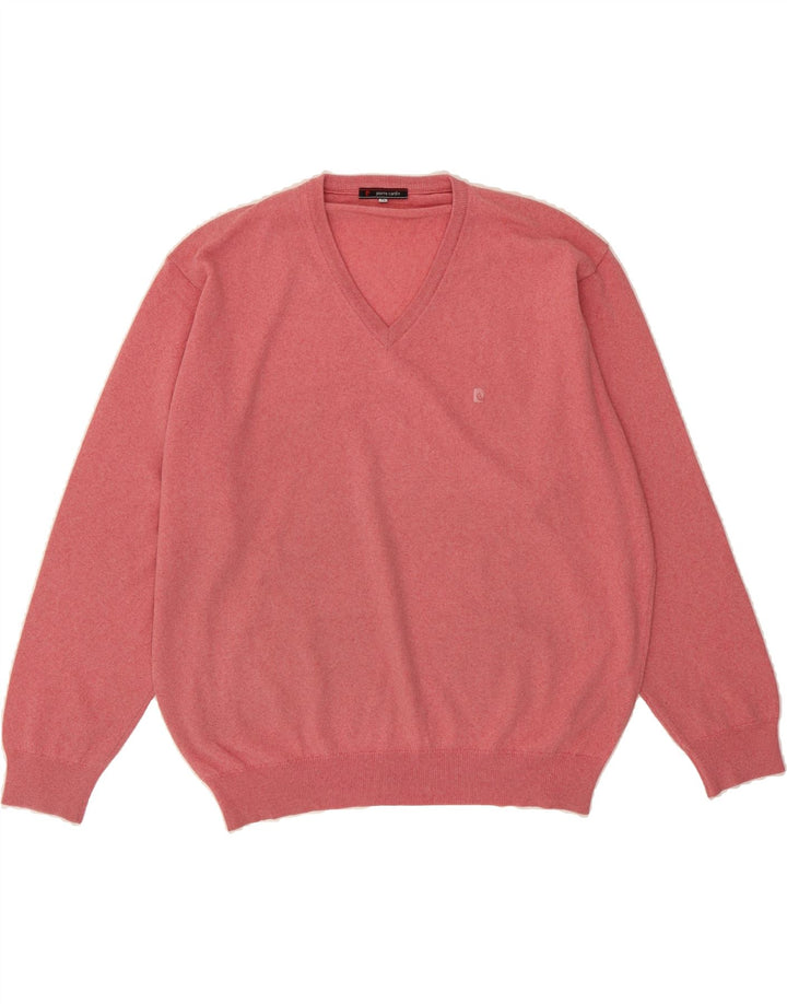 PIERRE CARDIN Mens V-Neck Jumper Sweater XL Pink Acrylic Vintage Pierre Cardin and Second-Hand Pierre Cardin from Messina Hembry 