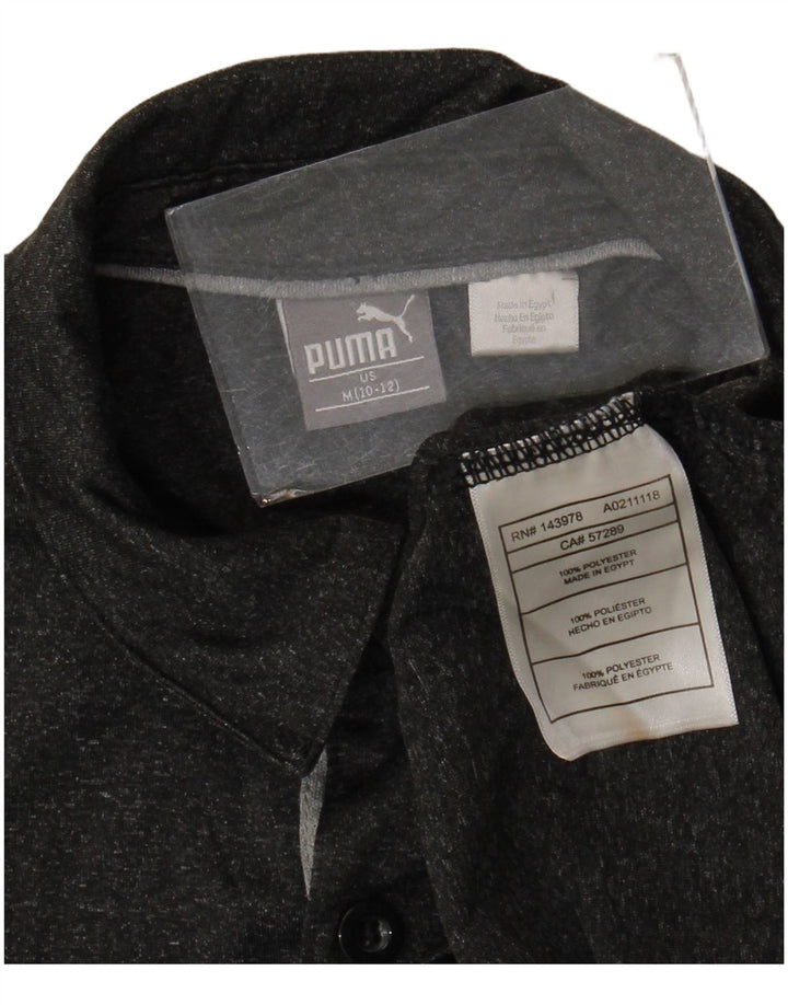 Camisa polo masculina Puma 10-11 anos poliéster manchado cinza médio