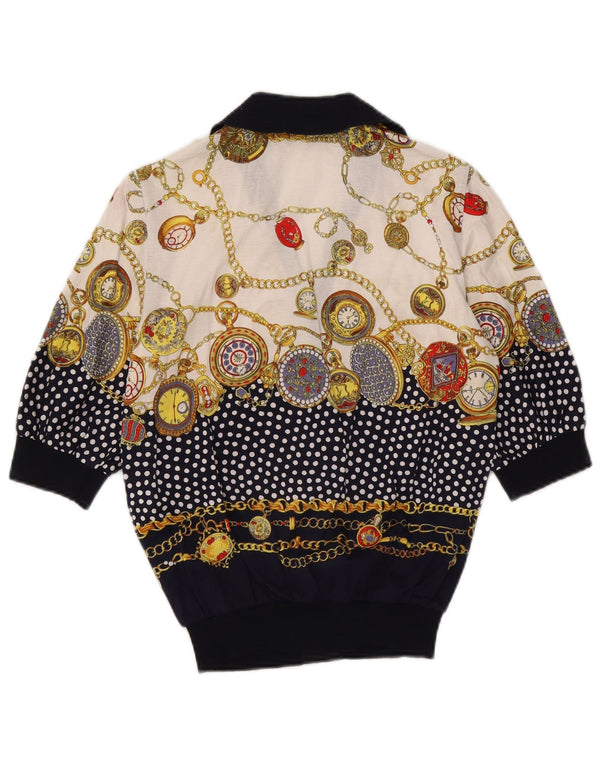Blusa feminina Liola com estampa abstrata Reino Unido 14 azul marinho médio