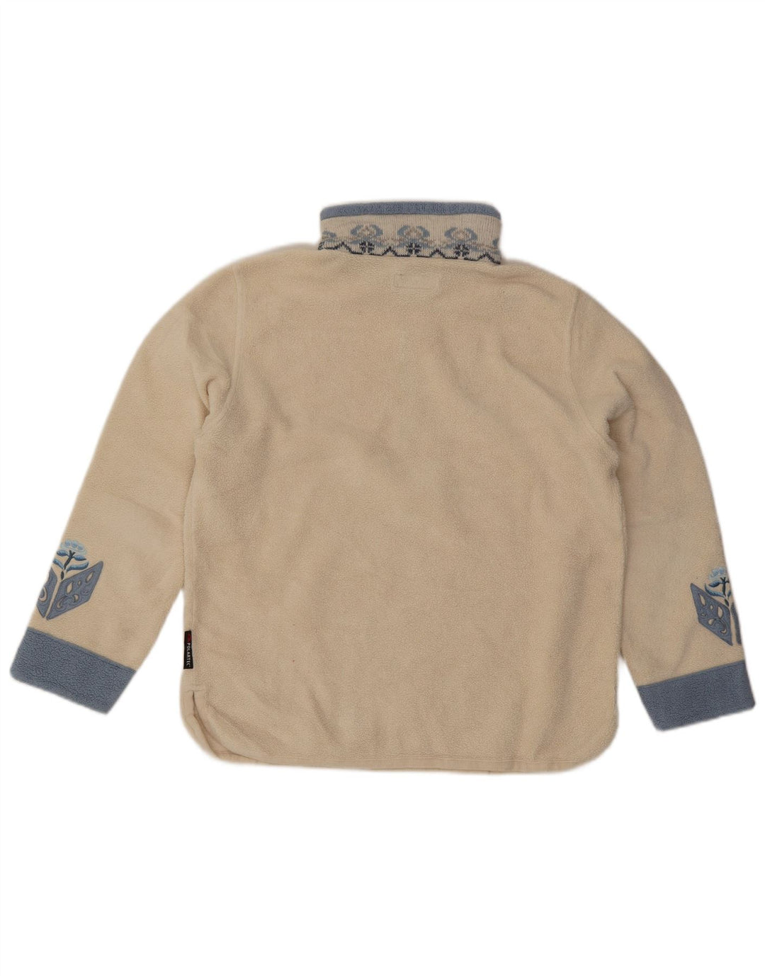 Suéter de lã feminino POLARTEC com zíper e gola UK 16 grande poliéster branco