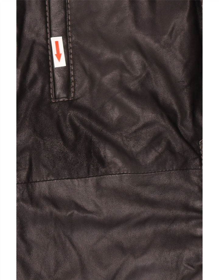 Casaco de couro masculino vintage IT 58 4XL couro preto
