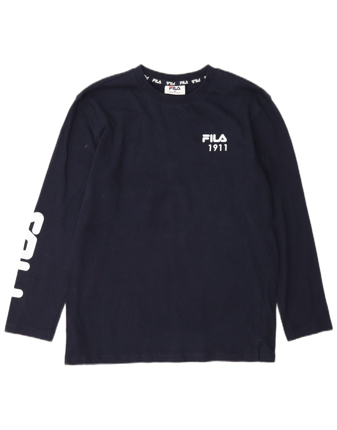 Fila Boys Graphic Top manga comprida 13-14 anos azul marinho algodão