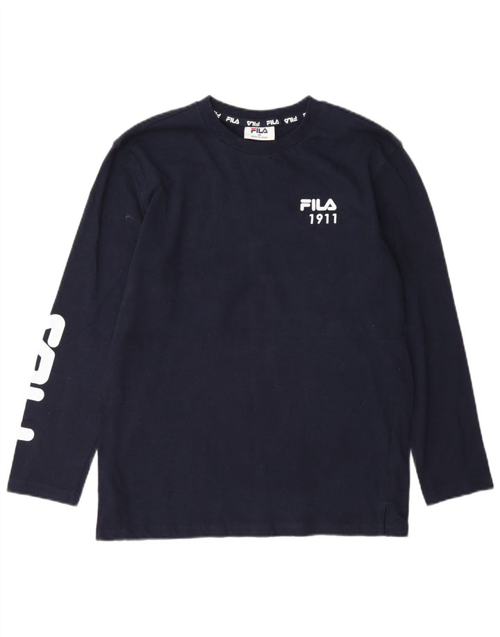 Fila Boys Graphic Top manga comprida 13-14 anos azul marinho algodão