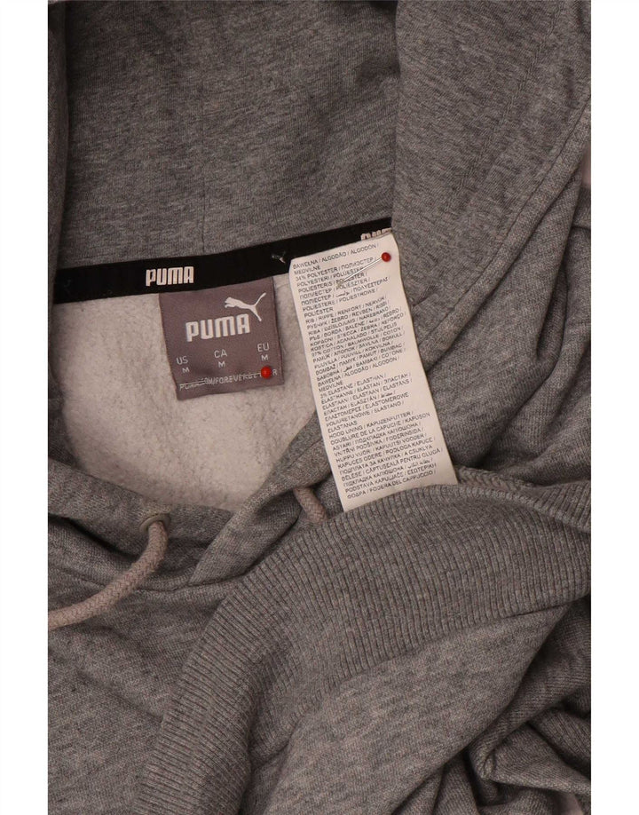 Suéter com capuz gráfico masculino Puma, algodão manchado cinza médio