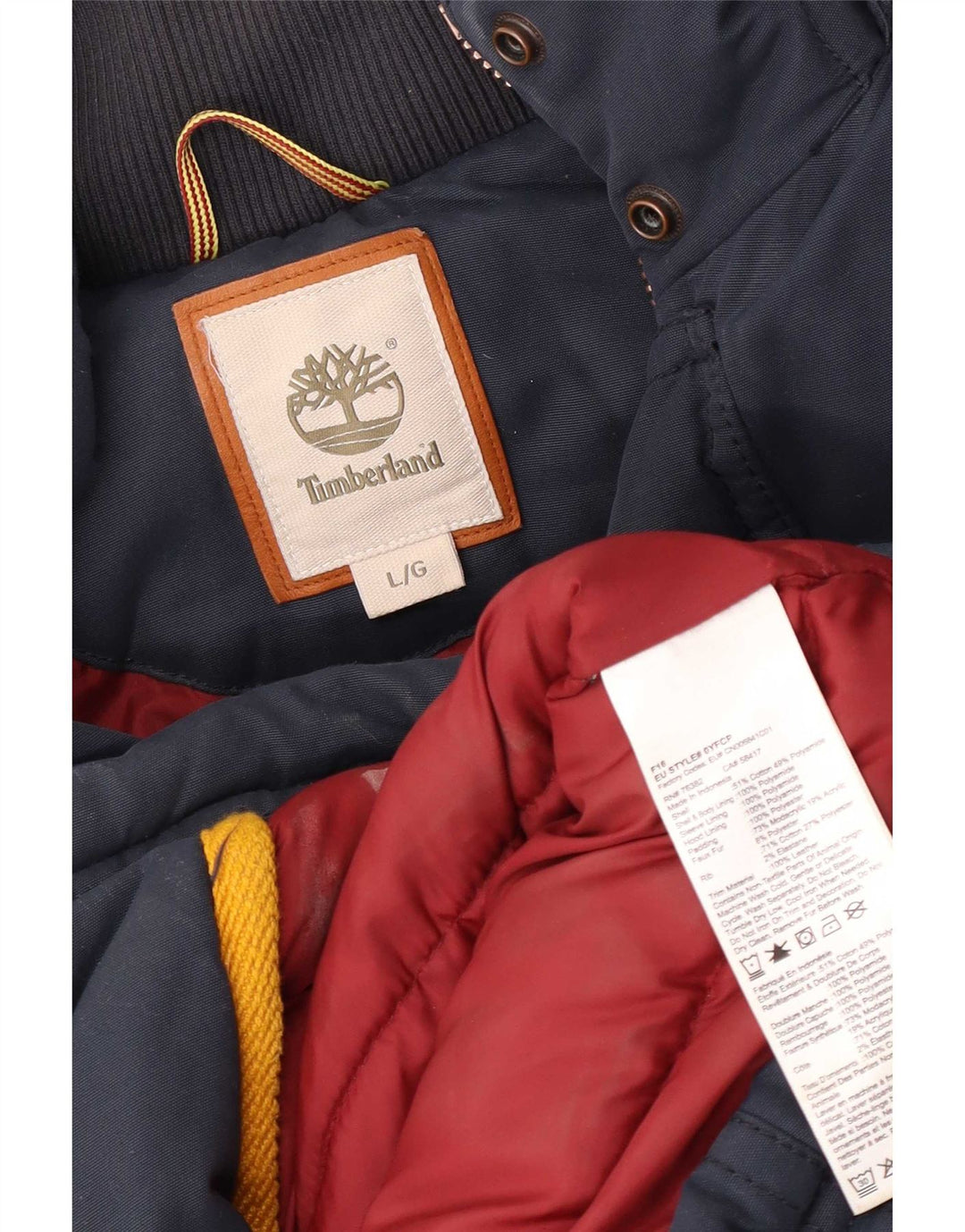 Casaco acolchoado masculino Timberland UK 40 grande algodão azul marinho