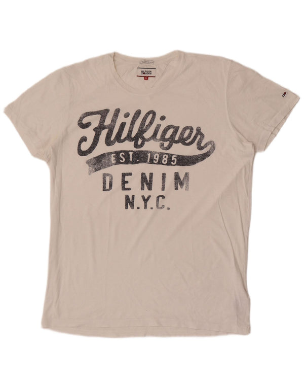 Tommy Hilfiger Camiseta masculina gráfica Top XL algodão branco