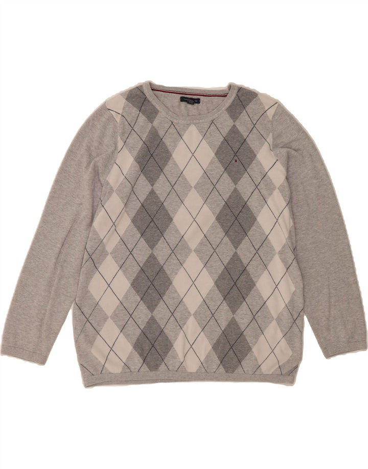 TOMMY HILFIGER Womens Boat Neck Jumper Sweater UK 18 XL Grey Vintage Tommy Hilfiger and Second-Hand Tommy Hilfiger from Messina Hembry 