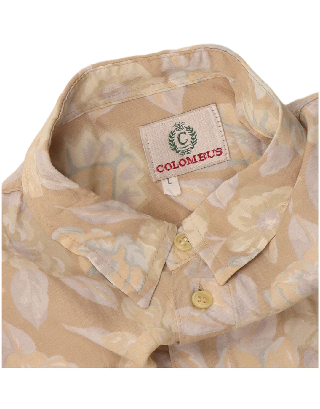 Camisa feminina Colombus UK 14 grande bege floral