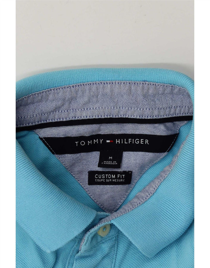Camisa polo masculina Tommy Hilfiger Custom Fit azul médio