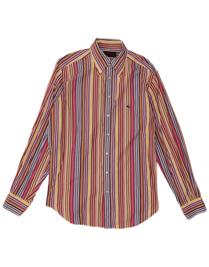 Camisa masculina Etro grande listrada multicolorida