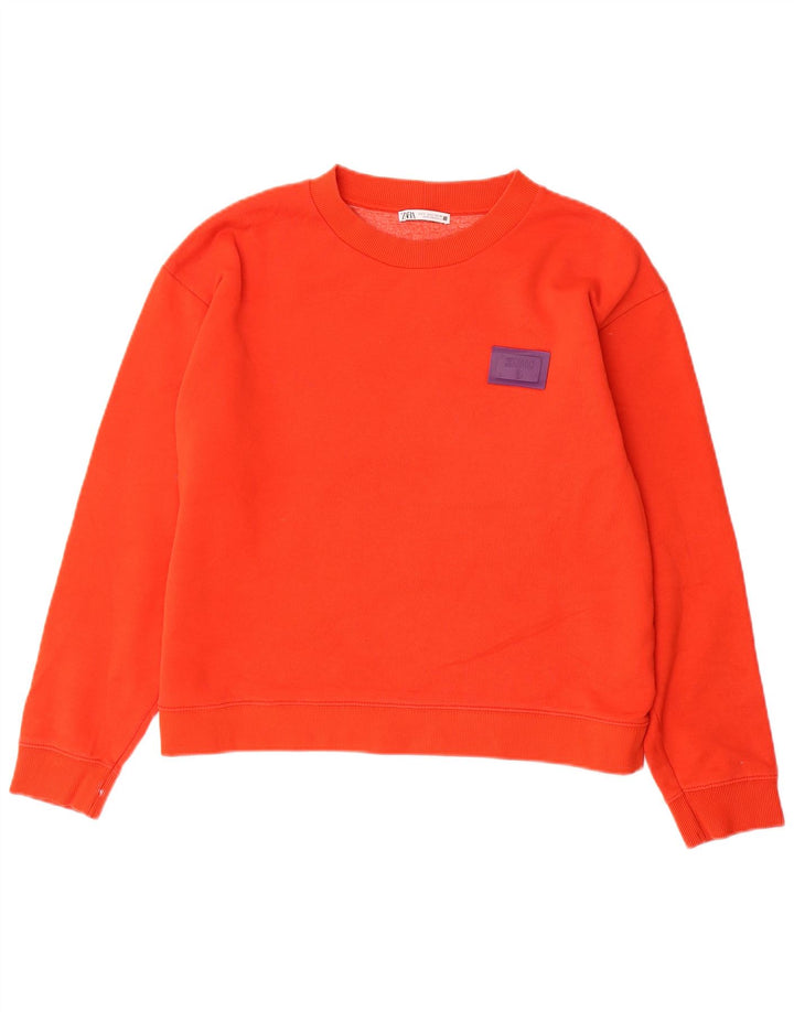Suéter gráfico masculino ZARA grande algodão laranja