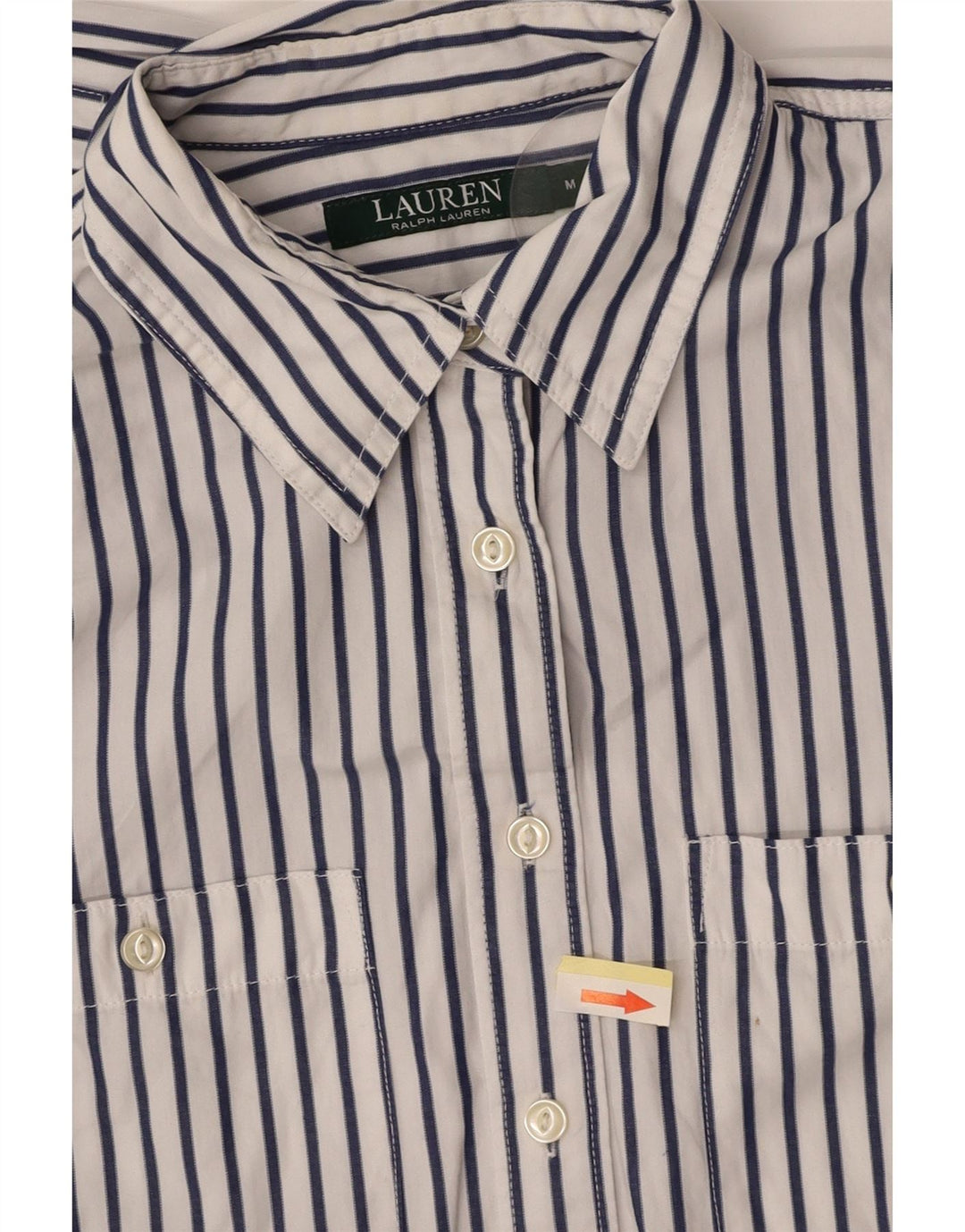 Camisa feminina RALPH LAUREN Reino Unido 14 algodão listrado branco médio